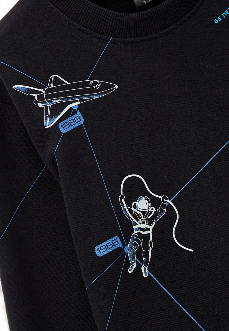 Sweatshirt "Roscosmos x Sputnik x 7.2.66" (Black)