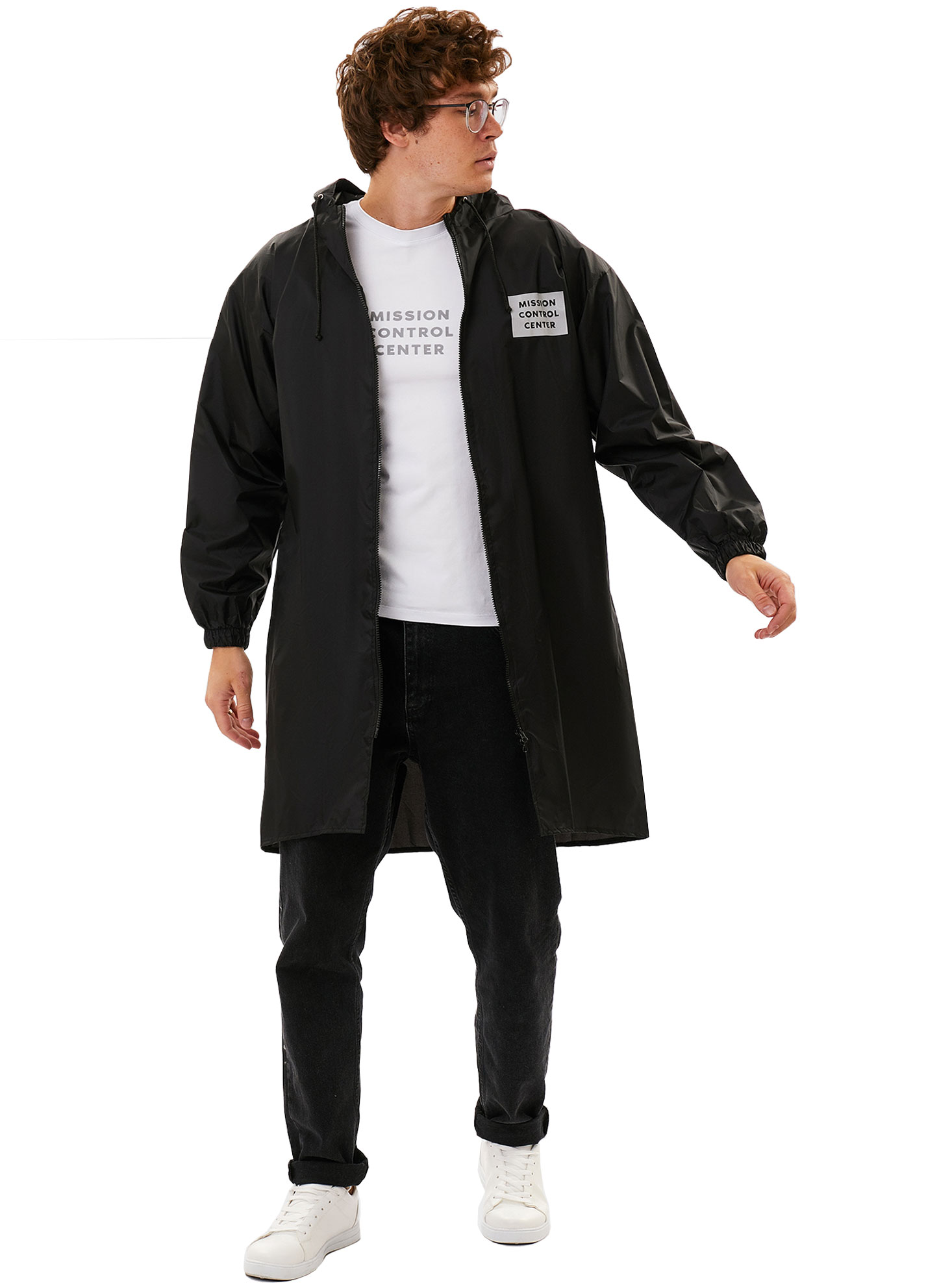 Raincoat "Mission Control Center", black
