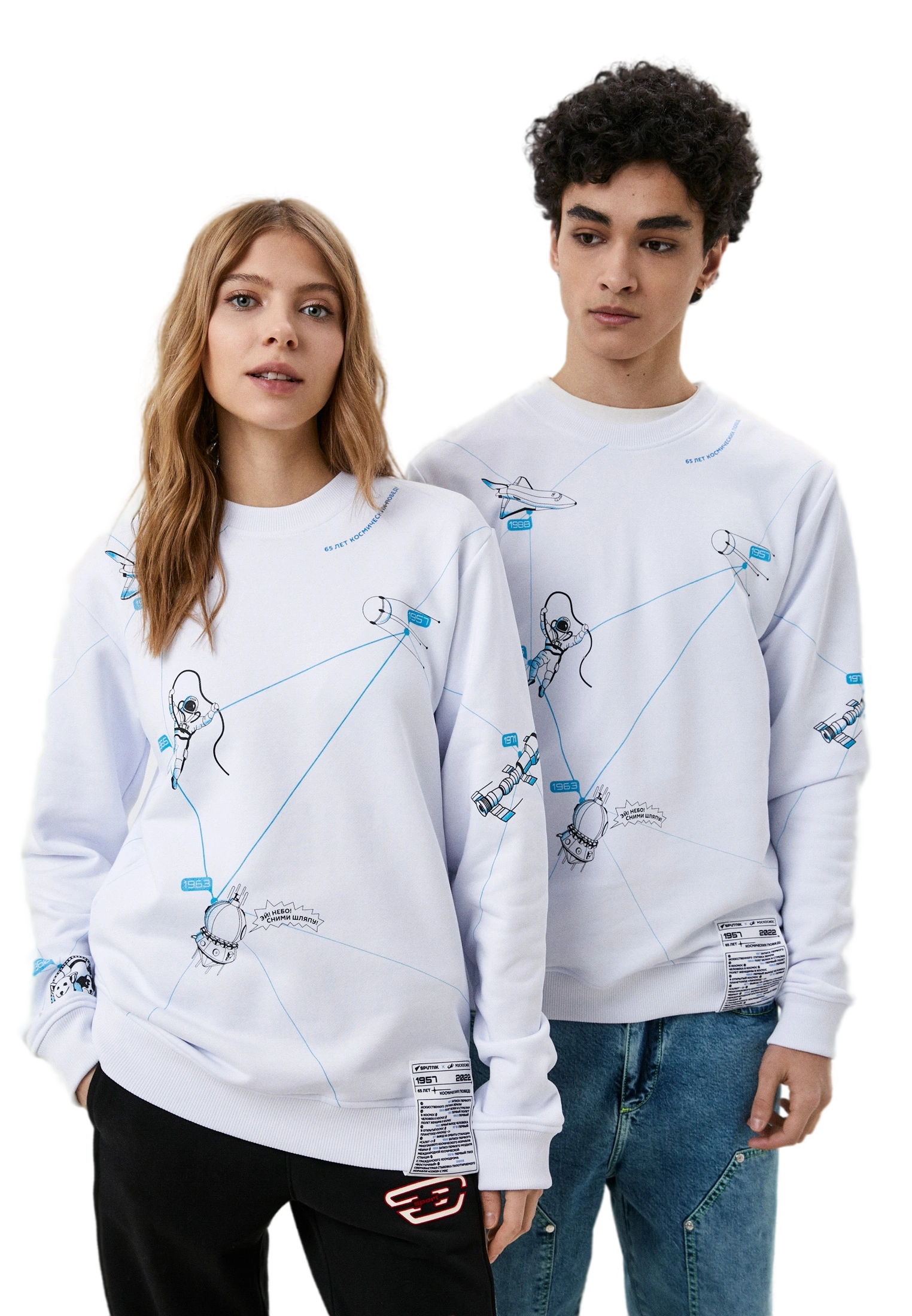 Sweatshirt "Roscosmos x Sputnik x 7.2.66" (White)