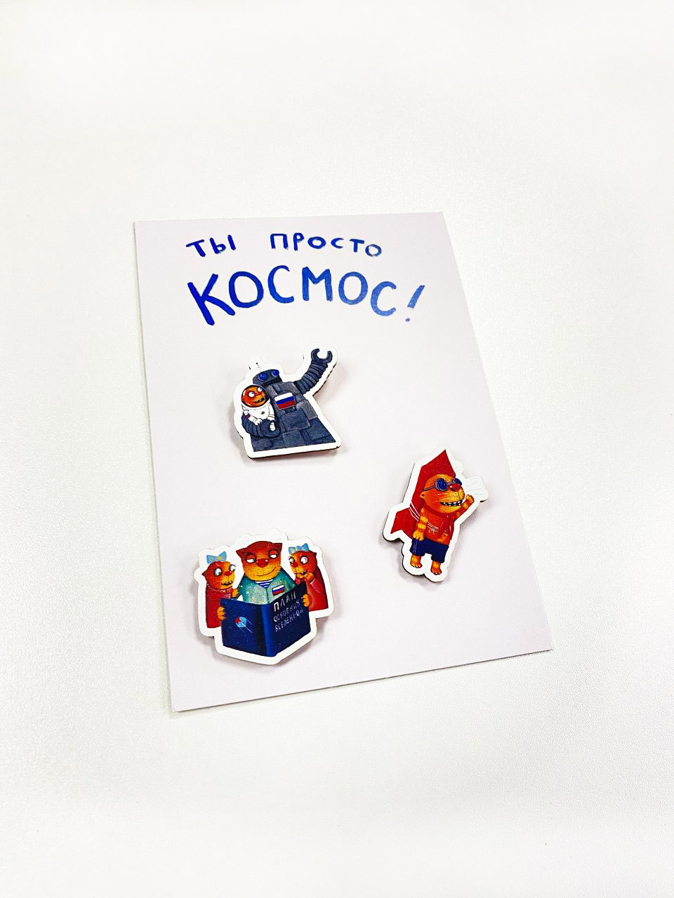 Set of wooden badges 