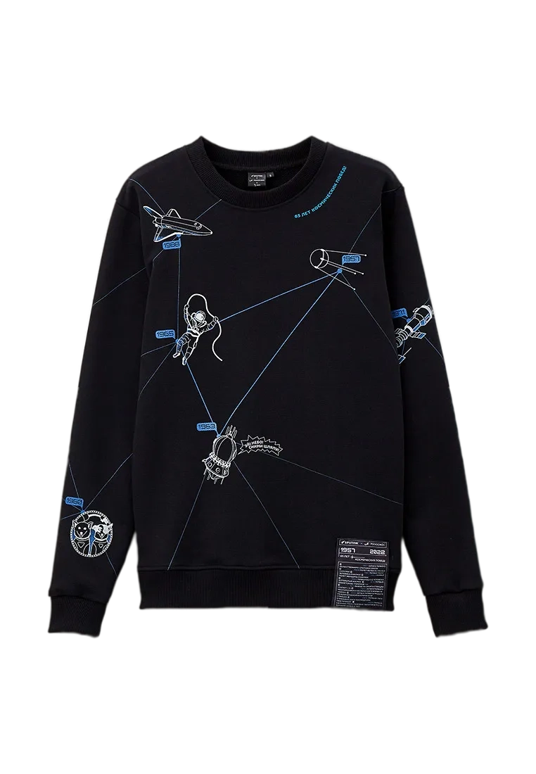 Sweatshirt "Roscosmos x Sputnik x 7.2.66" (Black)